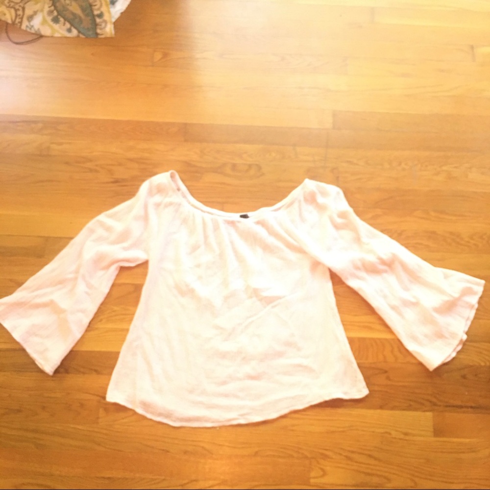 bobi women’s Peasant Blouse Sz M pale pink - Picture 2 of 5